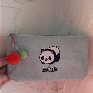 Panda Pouch with Pom Poms